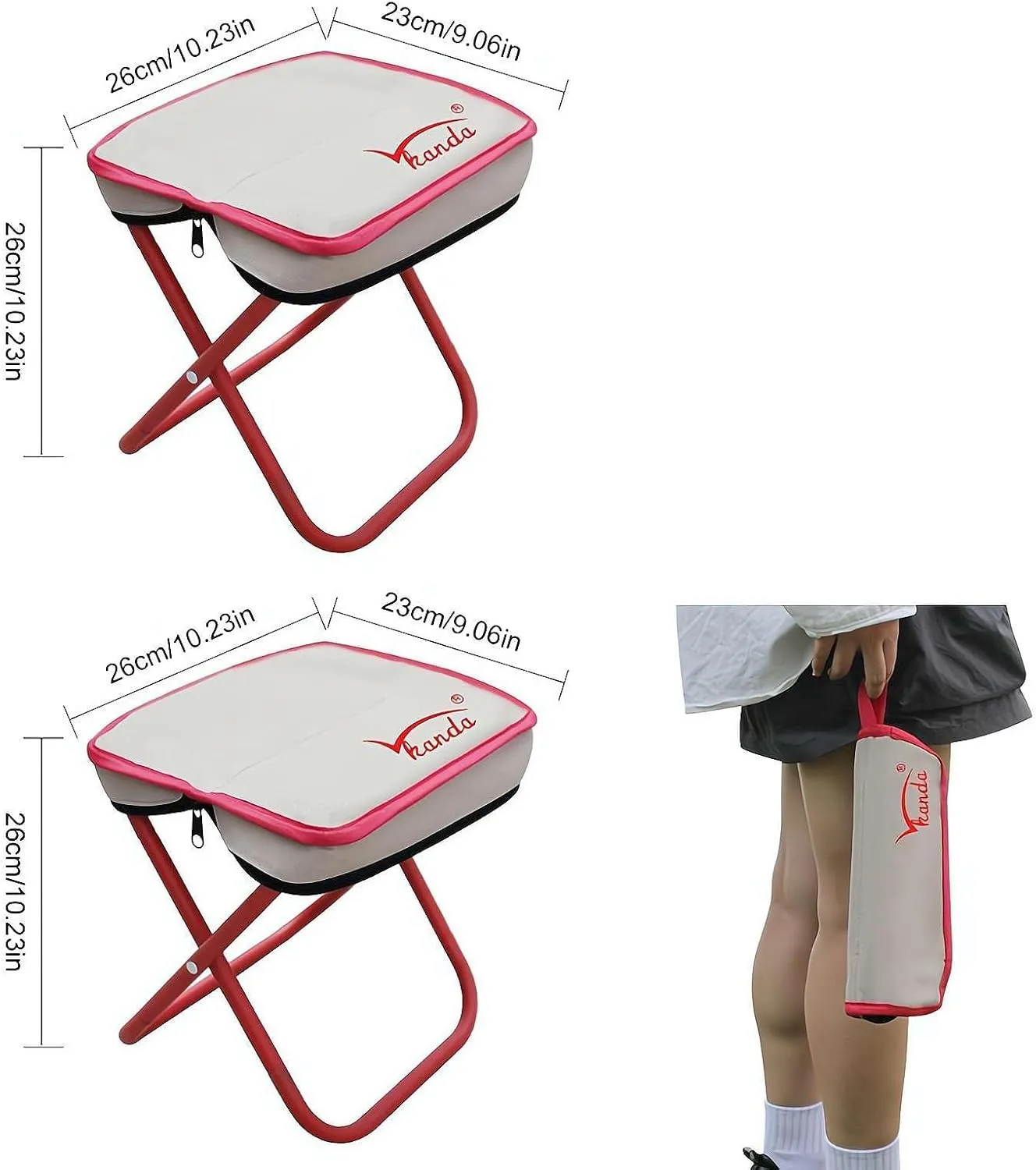 Camping Stool, Portable Mini Folding Stool, Lightweight Camp Chair for Fishing Hiking, Compact Collapsible Travel Footstool with Self Zippered Bag for Outdoor, Beach, Backyard, Lawn,Picnic
