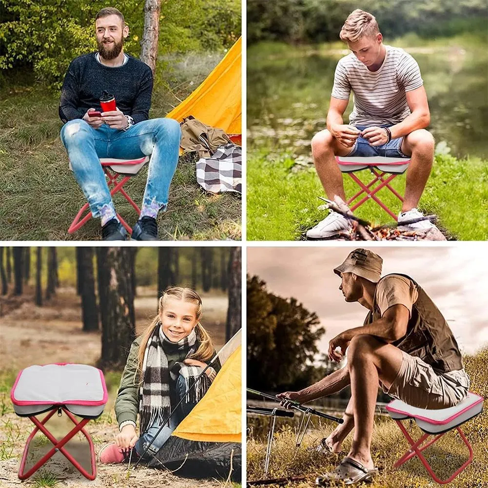 Camping Stool, Portable Mini Folding Stool, Lightweight Camp Chair for Fishing Hiking, Compact Collapsible Travel Footstool with Self Zippered Bag for Outdoor, Beach, Backyard, Lawn,Picnic