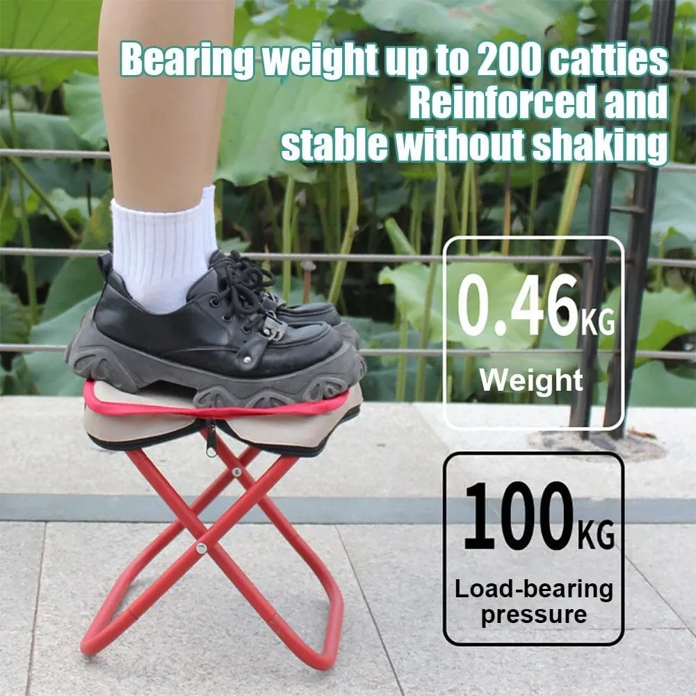 Camping Stool, Portable Mini Folding Stool, Lightweight Camp Chair for Fishing Hiking, Compact Collapsible Travel Footstool with Self Zippered Bag for Outdoor, Beach, Backyard, Lawn,Picnic