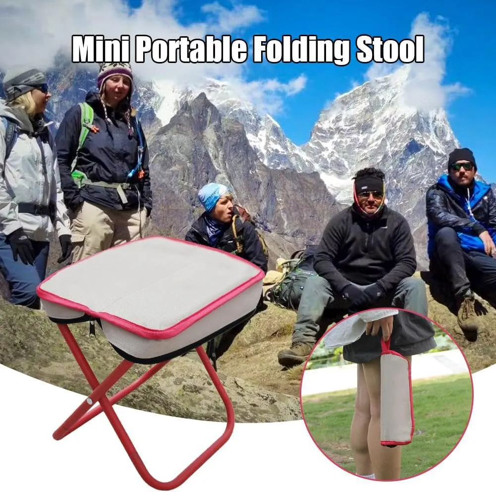 Camping Stool, Portable Mini Folding Stool, Lightweight Camp Chair for Fishing Hiking, Compact Collapsible Travel Footstool with Self Zippered Bag for Outdoor, Beach, Backyard, Lawn,Picnic
