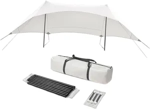 Camping Tarp Camping Canopy Gear with Ground Pegs with Storage Bag Tent Tarp Awning for Travel Hammock Outdoor Garden Yard, Height 2.1m