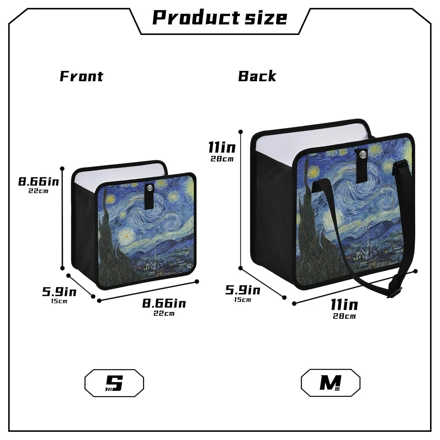 Car Trash Can Leakproof Car Garbage Can Waterproof Lining Trash Bag Bin Hanging Trash Bin Organizer Case for Car Trucks Vangogh Starry Night M