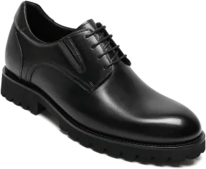 CHAMARIPA Elevator Shoes for Men- Black Leather Height Increase Dress Formal Shoes That Make You Taller 3.15 Inches.
