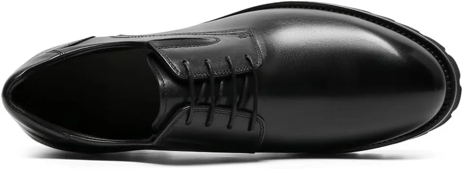 CHAMARIPA Elevator Shoes for Men- Black Leather Height Increase Dress Formal Shoes That Make You Taller 3.15 Inches.