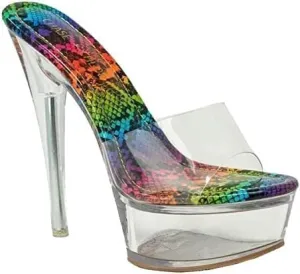 Chase & Chloe Women's Sexy Clear Stiletto Heel Open Toe Platform Sandal Serenity