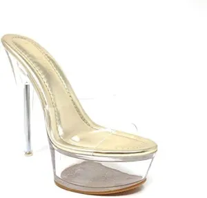 Chase & Chloe Women's Sexy Clear Stiletto Heel Open Toe Platform Sandal Serenity