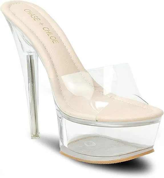 Chase & Chloe Women's Sexy Clear Stiletto Heel Open Toe Platform Sandal Serenity