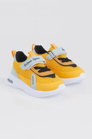 Children's Unisex Ice Yellow Breathable Fabric Velcro Sneakers