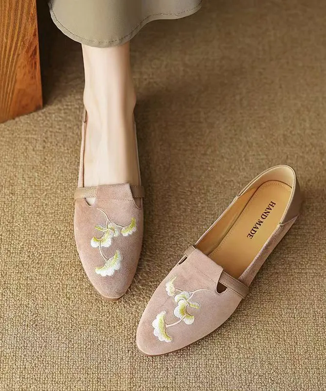 Chinese Style Black Suede Embroidered Chunky Loafer Shoes YC029