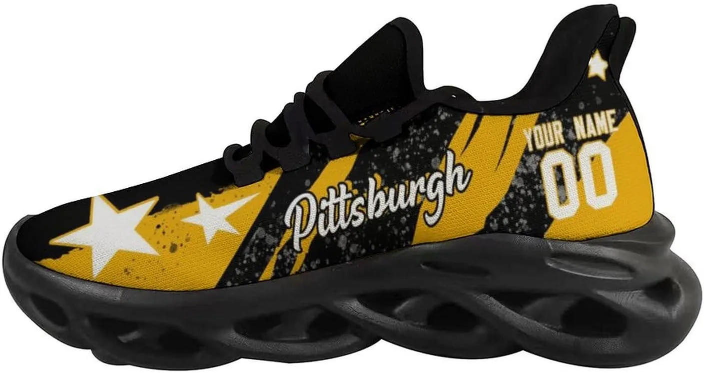 City Custom Football Flex Sneakers Personalized Name Number Athletic Shoes Fans Gifts Breathable Casual Shoes for Men Women