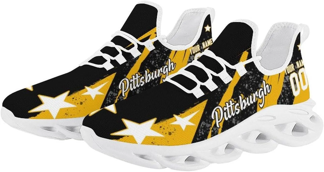 City Custom Football Flex Sneakers Personalized Name Number Athletic Shoes Fans Gifts Breathable Casual Shoes for Men Women