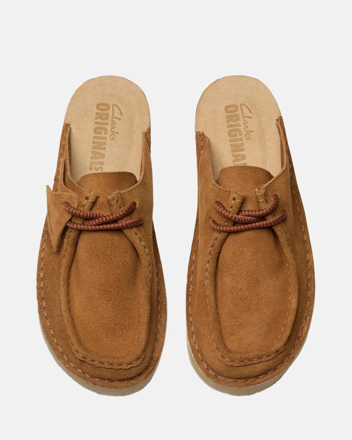 CLARKS ORIGINALS WOMENS DESERT NOMAD MULES DUSK BROWN SUEDE