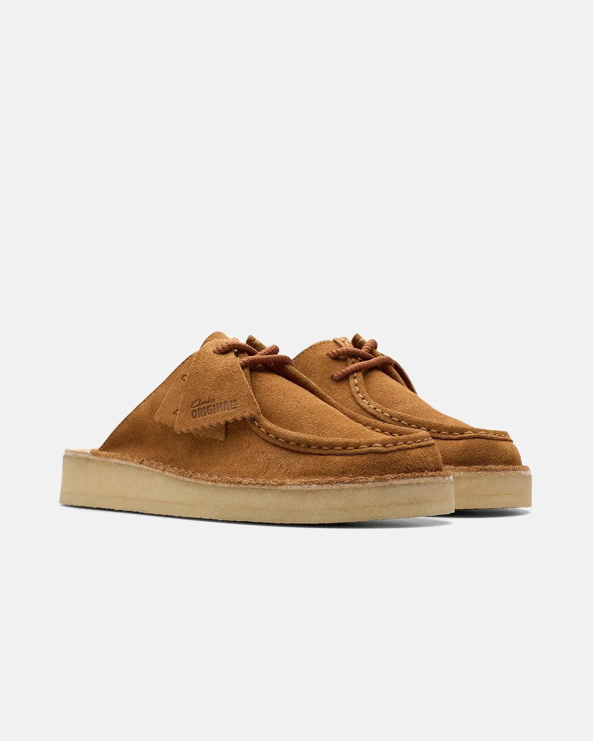 CLARKS ORIGINALS WOMENS DESERT NOMAD MULES DUSK BROWN SUEDE
