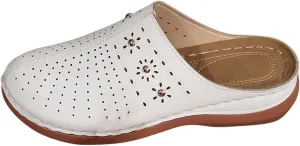 Clogs for Women Mules Shoes Comfortable Arch Support Closed Toe Sandals Backless Low Wedge Carved Floral Design Summer Orthopedic Walking Casual Mule Hollow Out Going Slingback Slip on Clog