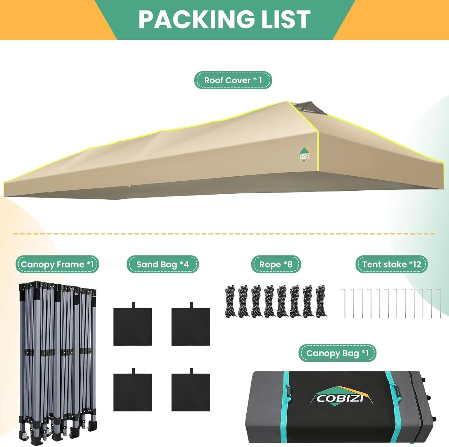 COBIZI 10x30 Pop Up Canopy Tent, Wedding Party Tent Without Sidewall One Push Setup Glow, 3 Adjustable Height Air Vent Waterproof UPF50 , Wheeled Bag, Sandbag, Stake, Rope for Commercial, Outdoor
