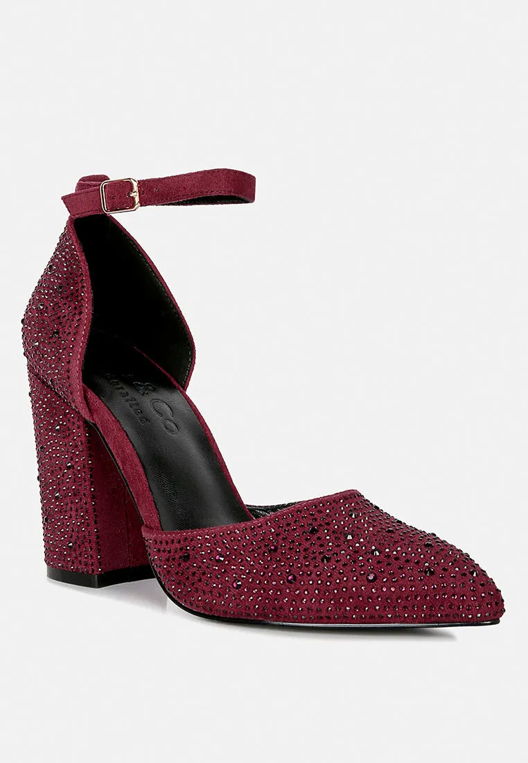 Culver Microfiber Diamante Block Heeled Sandal By Ruw