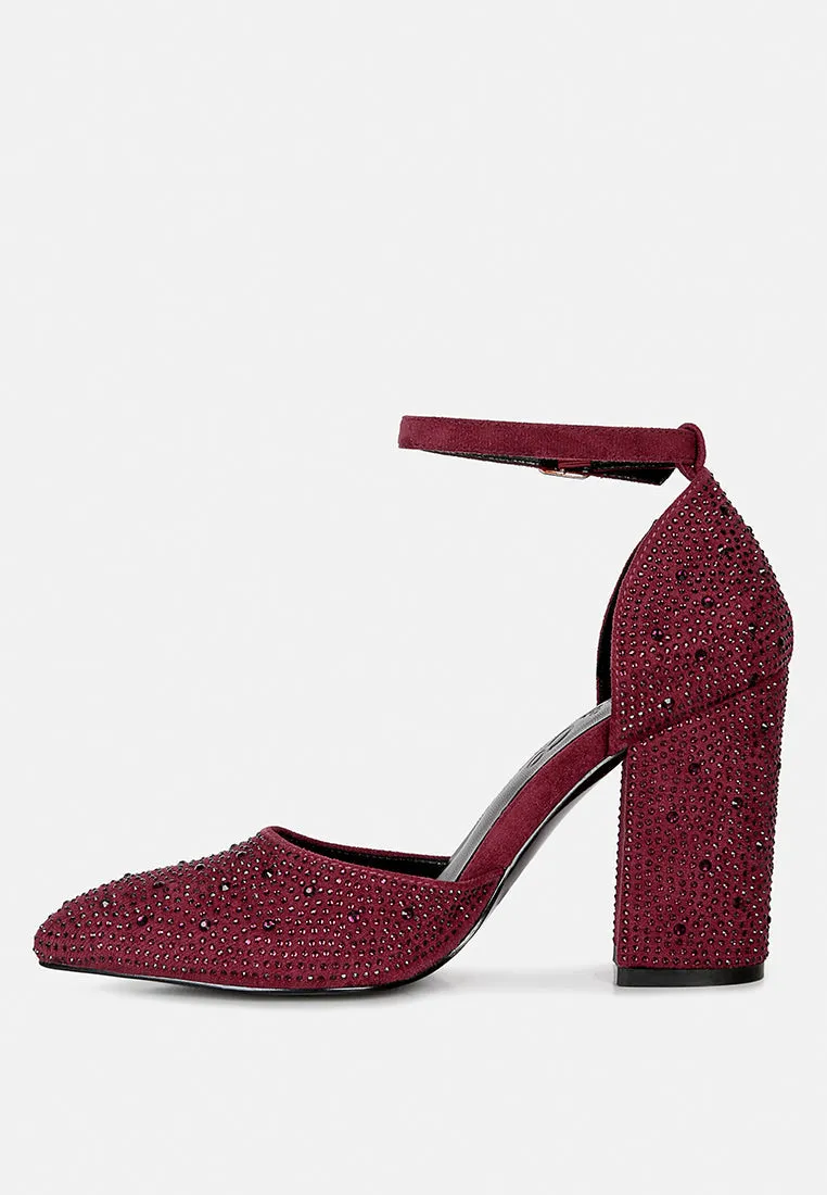 Culver Microfiber Diamante Block Heeled Sandal By Ruw