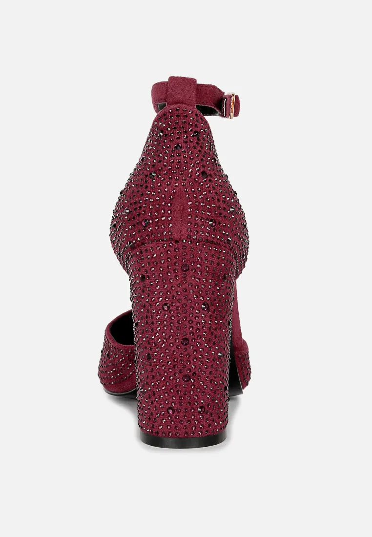Culver Microfiber Diamante Block Heeled Sandal By Ruw