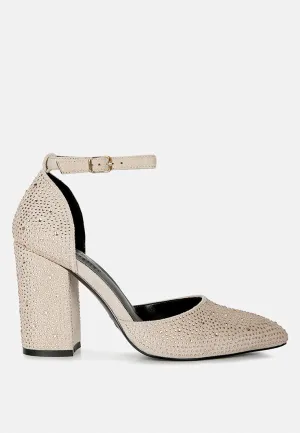 Culver Microfiber Diamante Block Heeled Sandal By Ruw