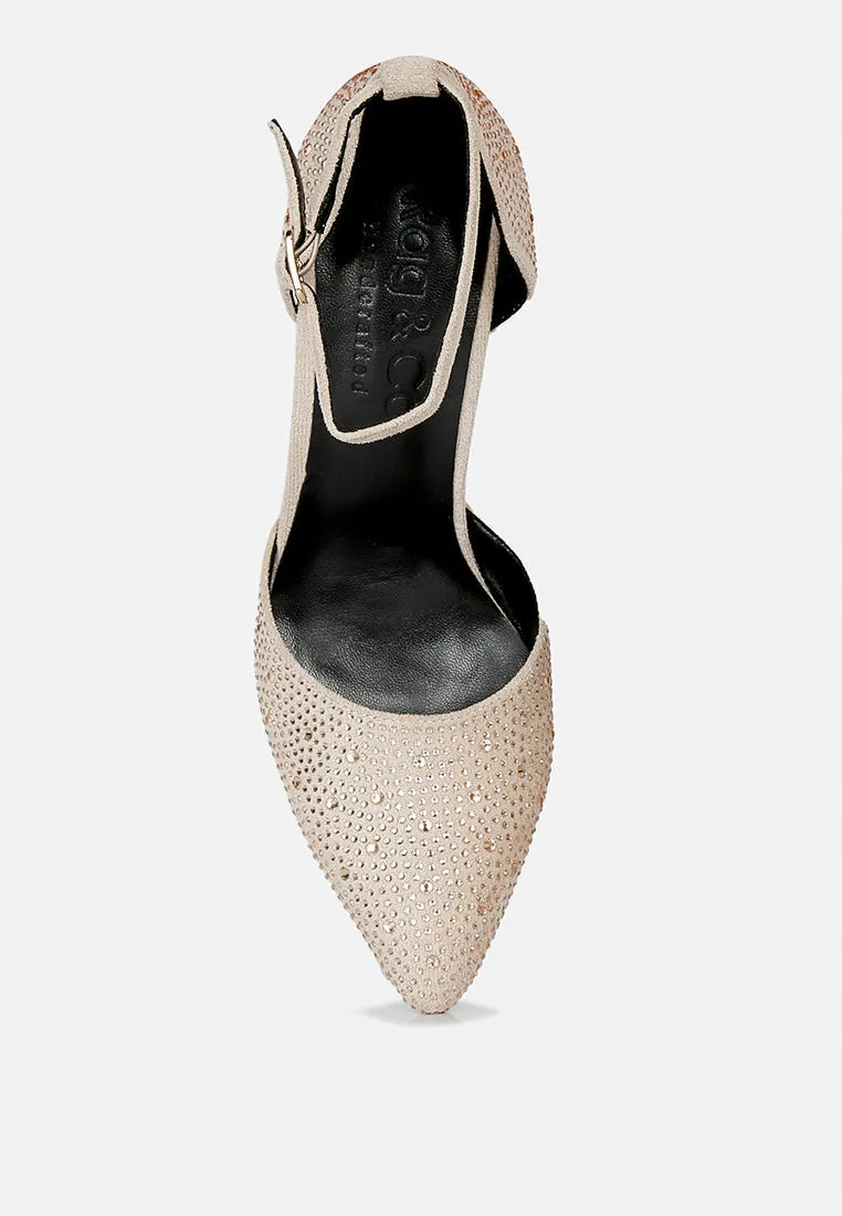 Culver Microfiber Diamante Block Heeled Sandal By Ruw