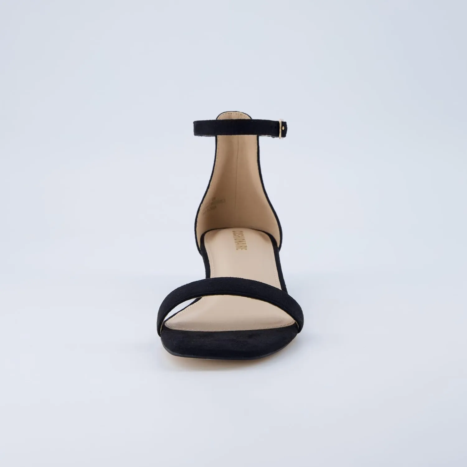CUSHIONAIRE Solo Women’s Kitten Heel Dress Sandal – 1 Band Ankle Strap Heel with Cushioned Footbed & Faux Suede Upper