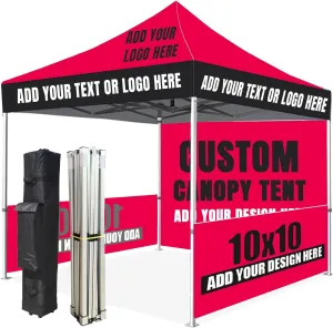 Custom Canopy Tent 10x10 with Logo, Personalized Pop Up Canopy Tent Outdoor Events Business, Nano-Grade Water Repellent Heavy Duty (Customized Configuration