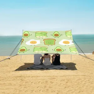 Cute Cartoon Avocado Toast Eggs Beach Camping Tent Sun Shelter for Whole Family, Beach Shade Canopy with UPF50  UV Protection,Easy Set Up and Carry,Outdoor Shade for Trips, Fishing, Backyard Fu