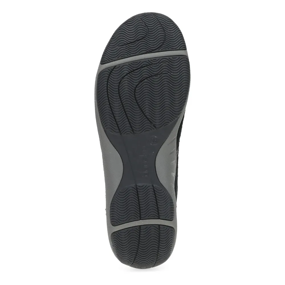 Dansko Harlyn Black/Black Suede Wide Sneaker (Women's)
