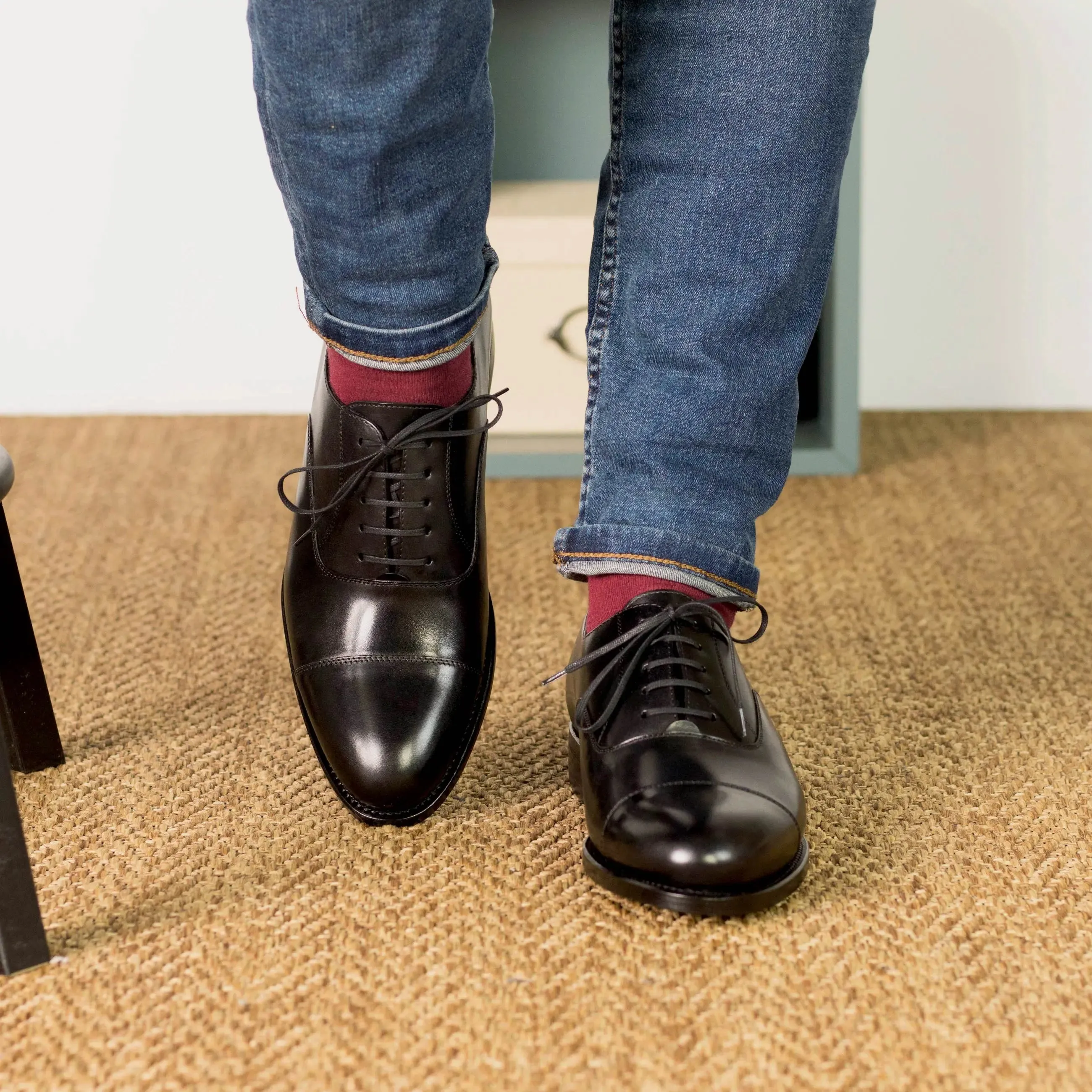 DapperFam Rafael in Black Men's Italian Leather Oxford