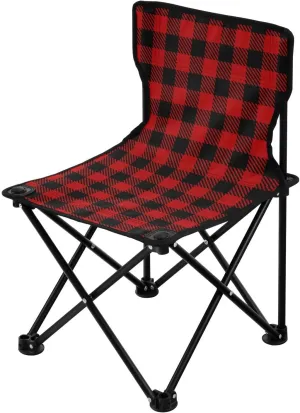 DOMIKING Black Red Buffalo Plaid Check Kids' Portable Camping Chairs for Outdoor Fishing Chairs with Carry Bag Folding Chair for Beach Camping Picnic