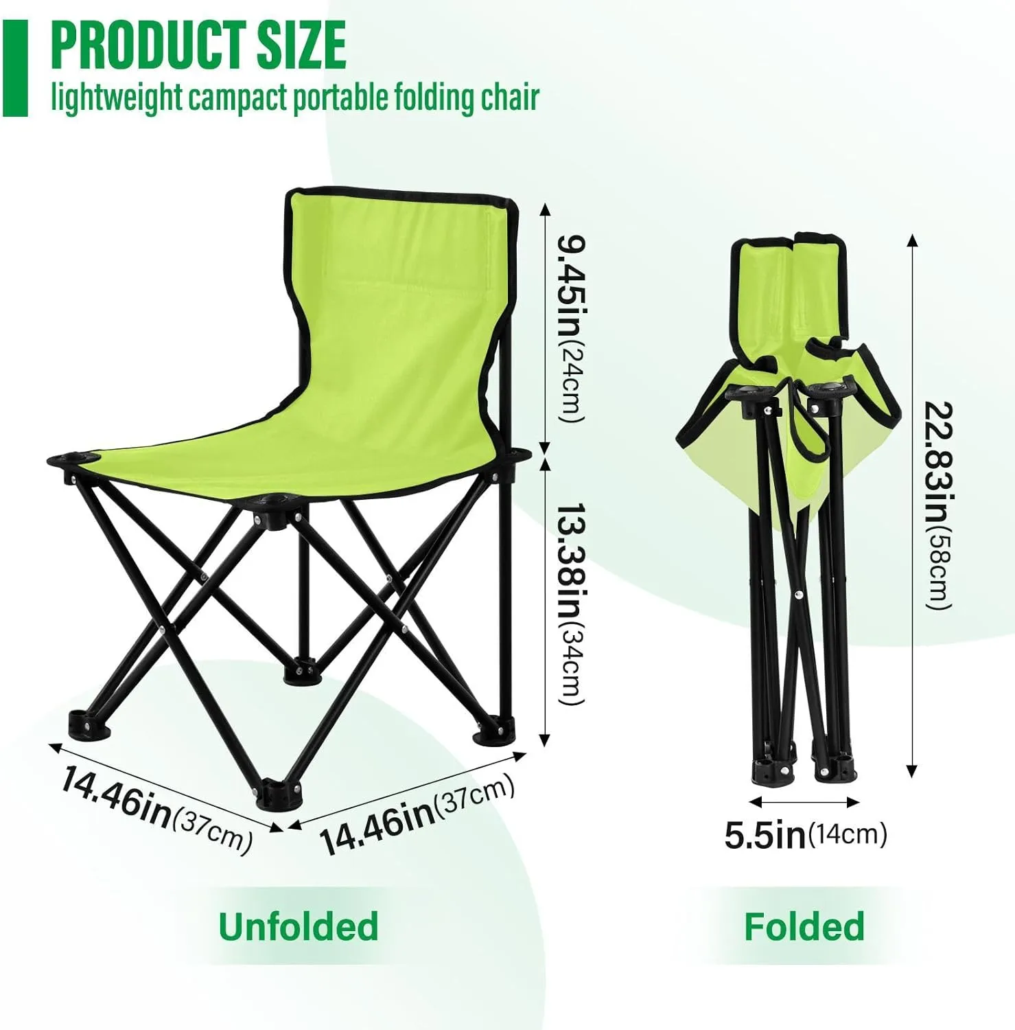 DOMIKING Neon Yellow Kids' Portable Camping Chairs for Outdoor Lawn Chair with Carry Bag Folding Chair for Travel Camping Hiking