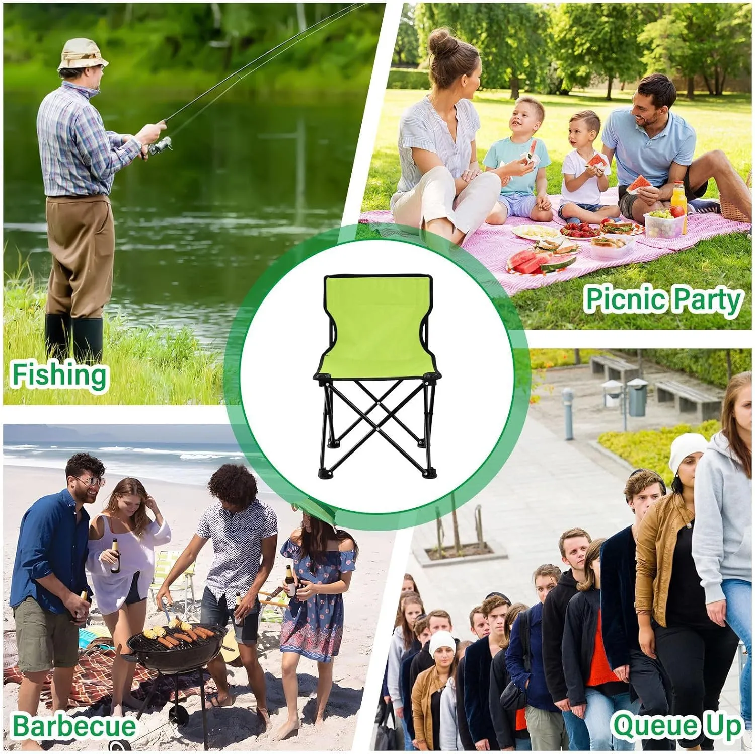 DOMIKING Neon Yellow Kids' Portable Camping Chairs for Outdoor Lawn Chair with Carry Bag Folding Chair for Travel Camping Hiking