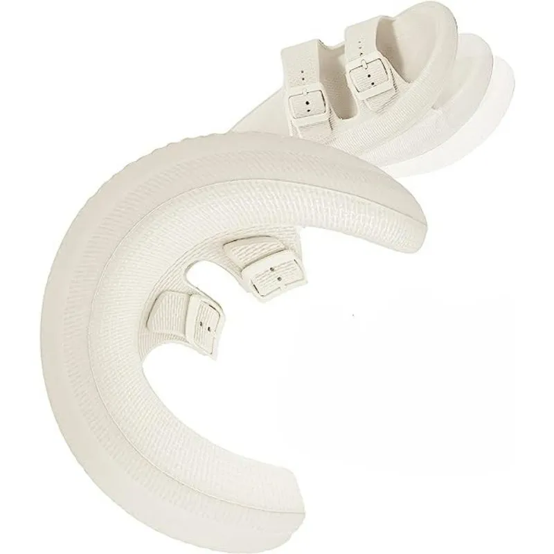 Double Buckle  Plain Patterned Sandals