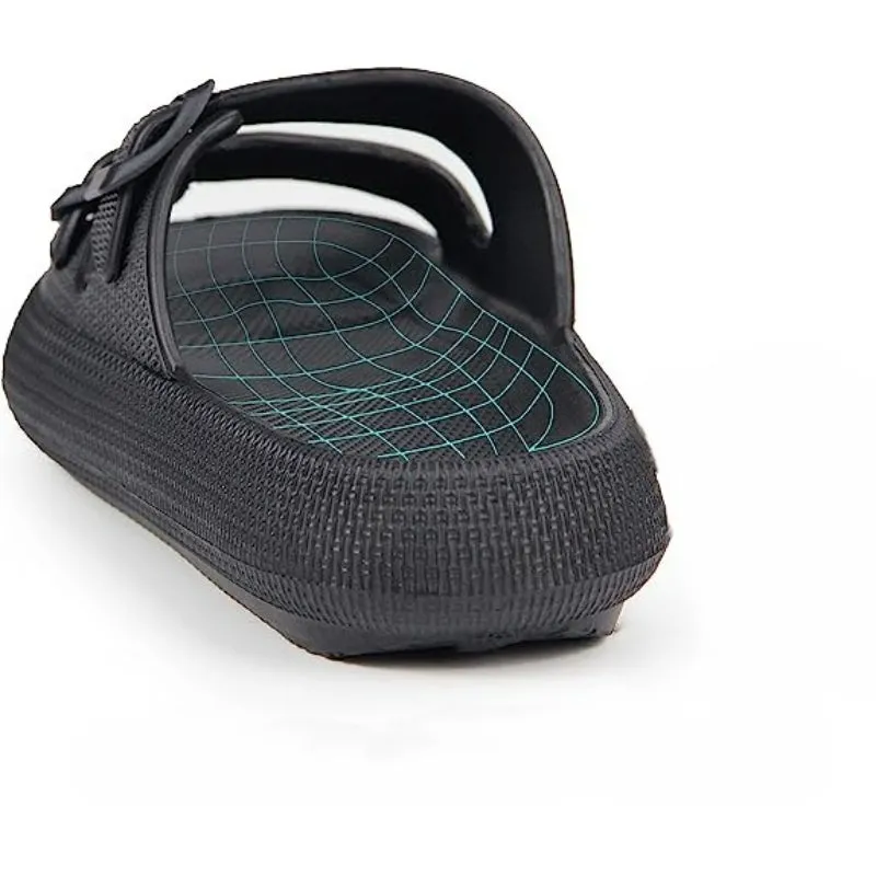 Double Buckle  Plain Patterned Sandals