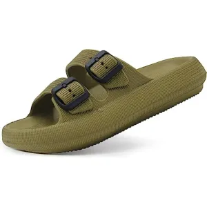 Double Buckle  Plain Patterned Sandals
