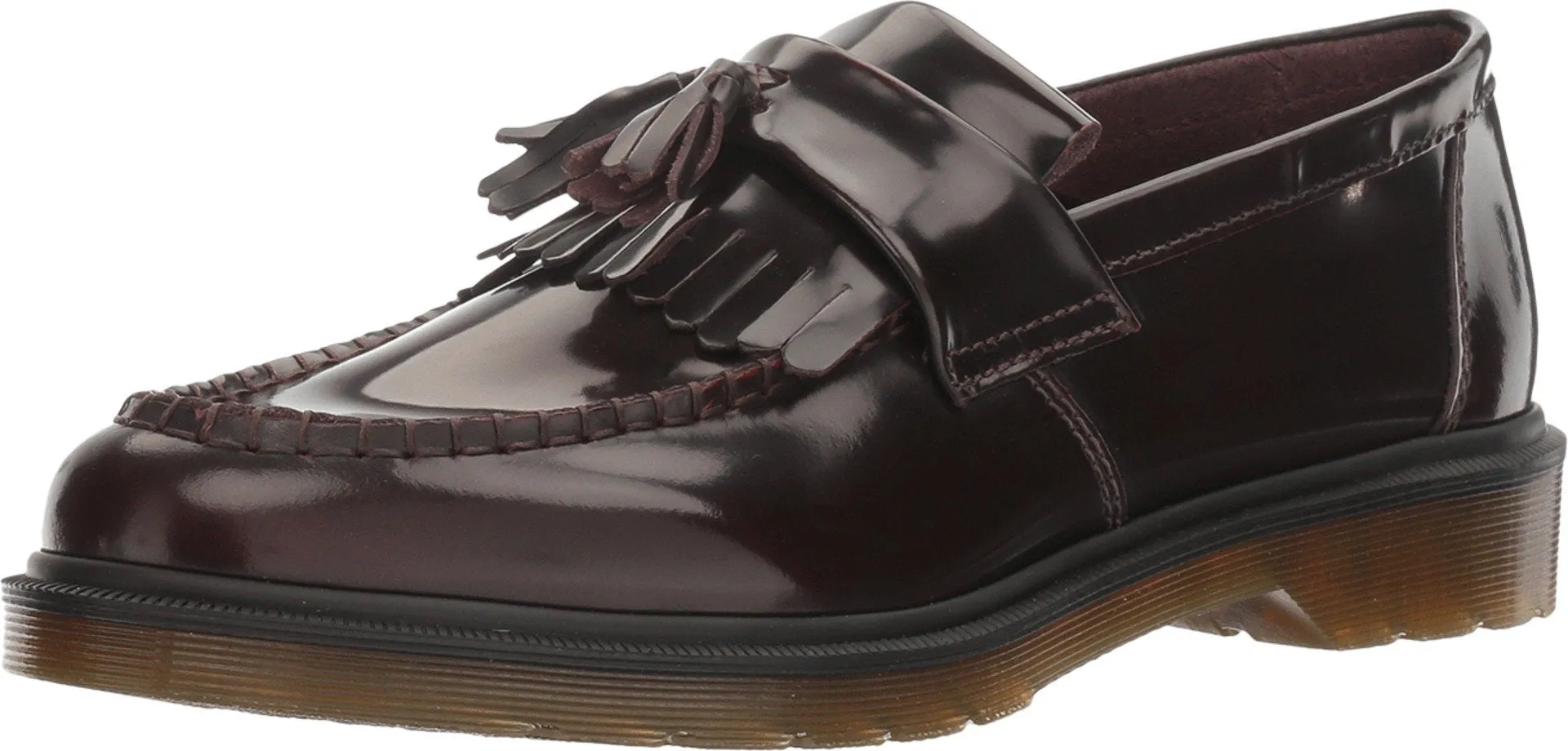 Dr. Martens Unisex Adrian Loafer Shoes – Leather Upper – Kiltie Fringe Detail – Cushioned Footbed & Sole Cherry Red Smooth UK 7 (US Men's 8, US Women's 9) Medium