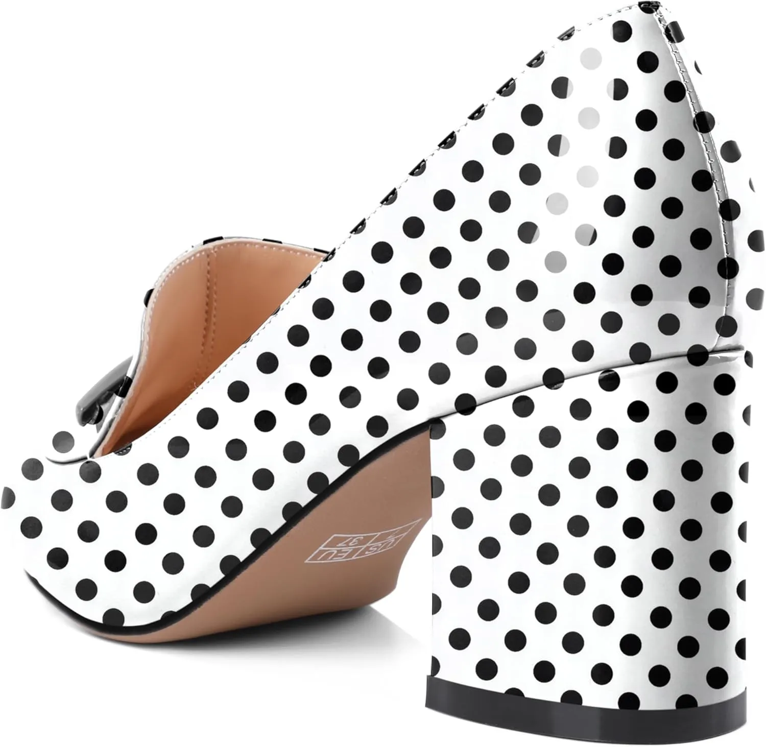 Eldof Women's Pumps Block Heel Round Toe Slip On Chunky Loafer Heel Dress Shoes Pumps for Women 2.5 Inches