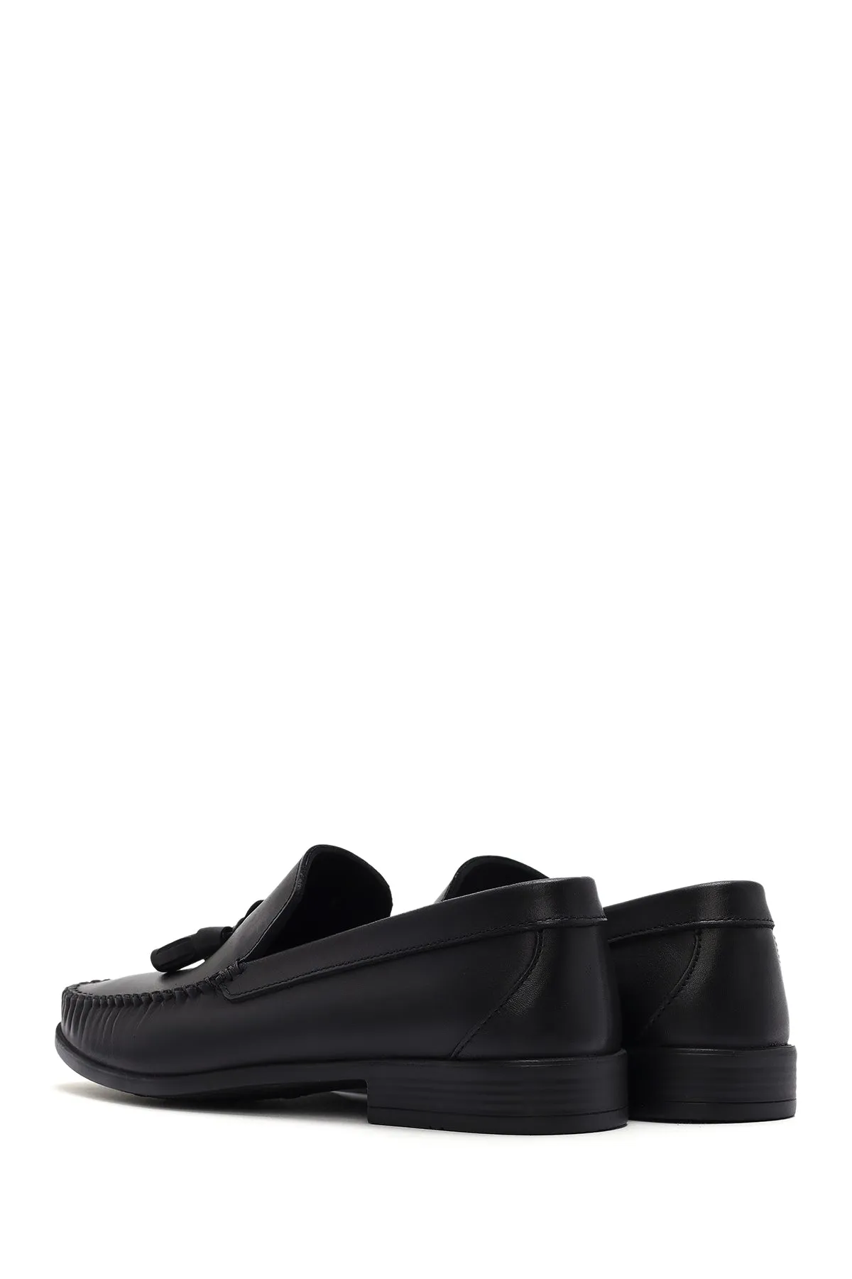 Erkek Siyah Püsküllü Deri Casual Loafer