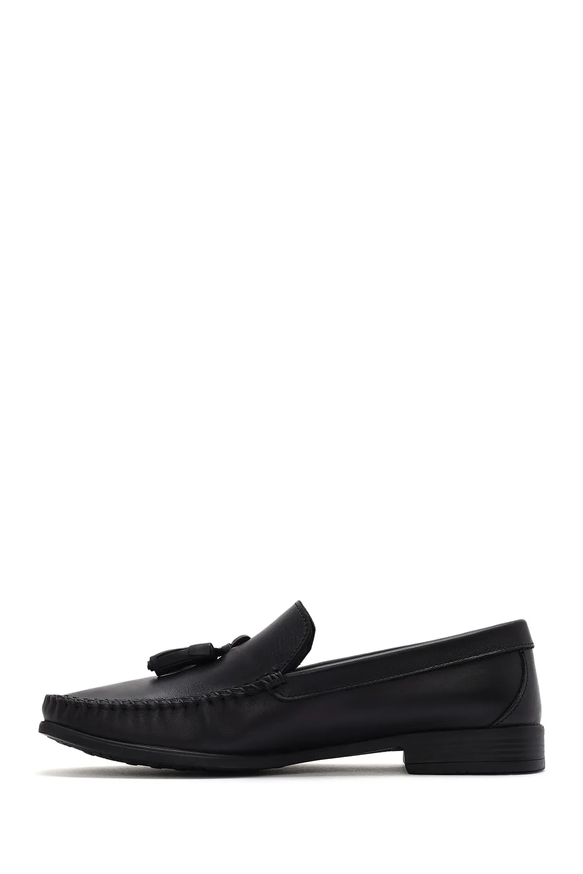 Erkek Siyah Püsküllü Deri Casual Loafer