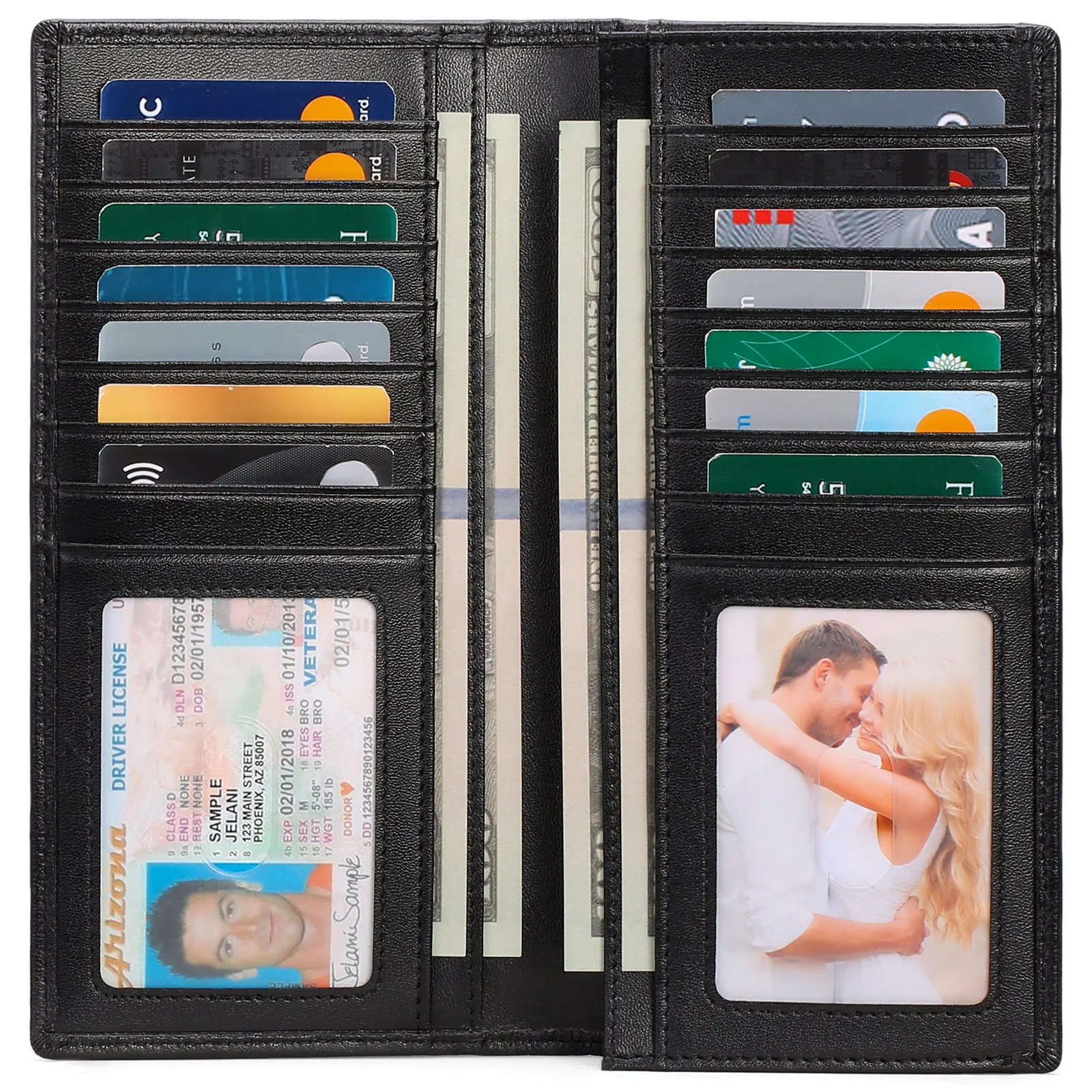 FALAN MULE Wallet for Men Genuine Leather RFID Blocking Slim Wallet with Long Bifold Credit Card Holder for Men