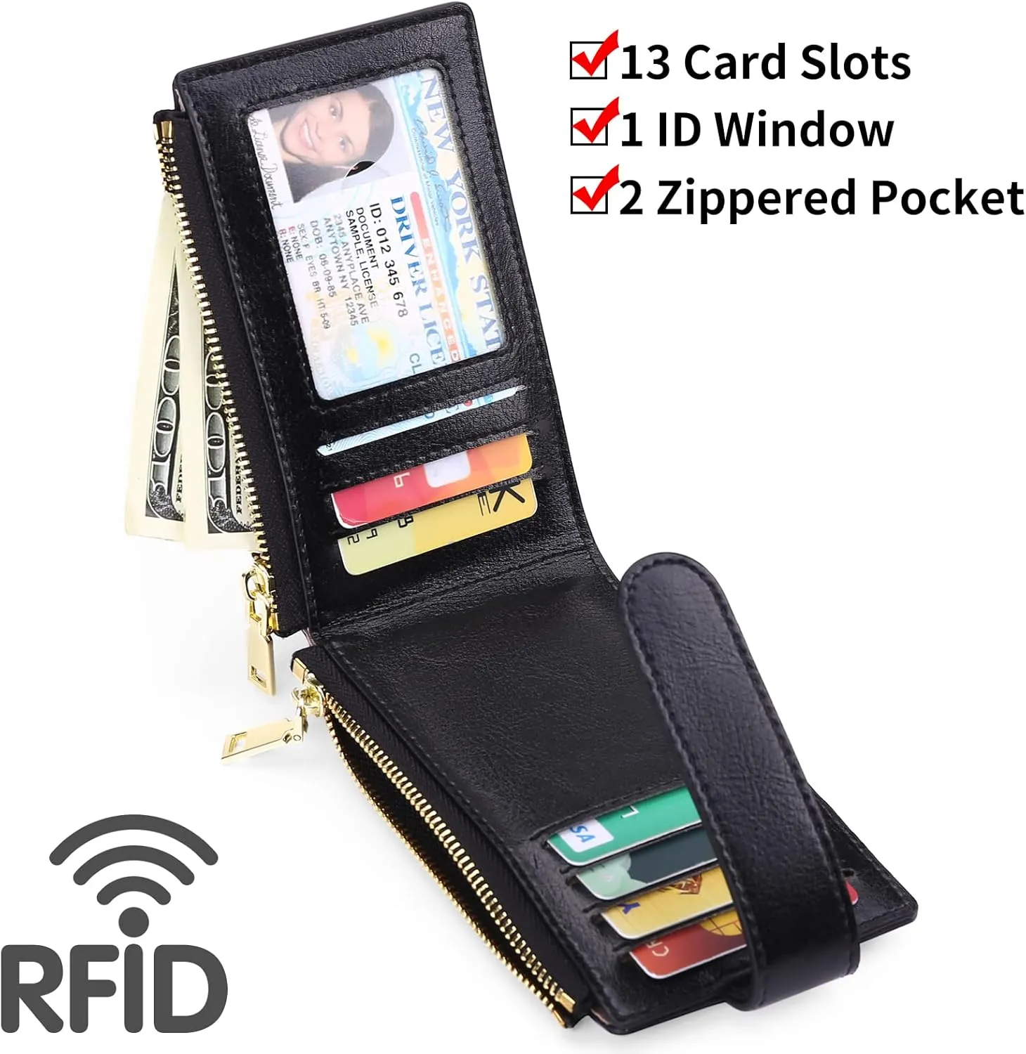 FALAN MULE Womens AirTag Wallet Genuine Leahter Bifold Credit Card Holder with Built-in Integrated Case for AirTag