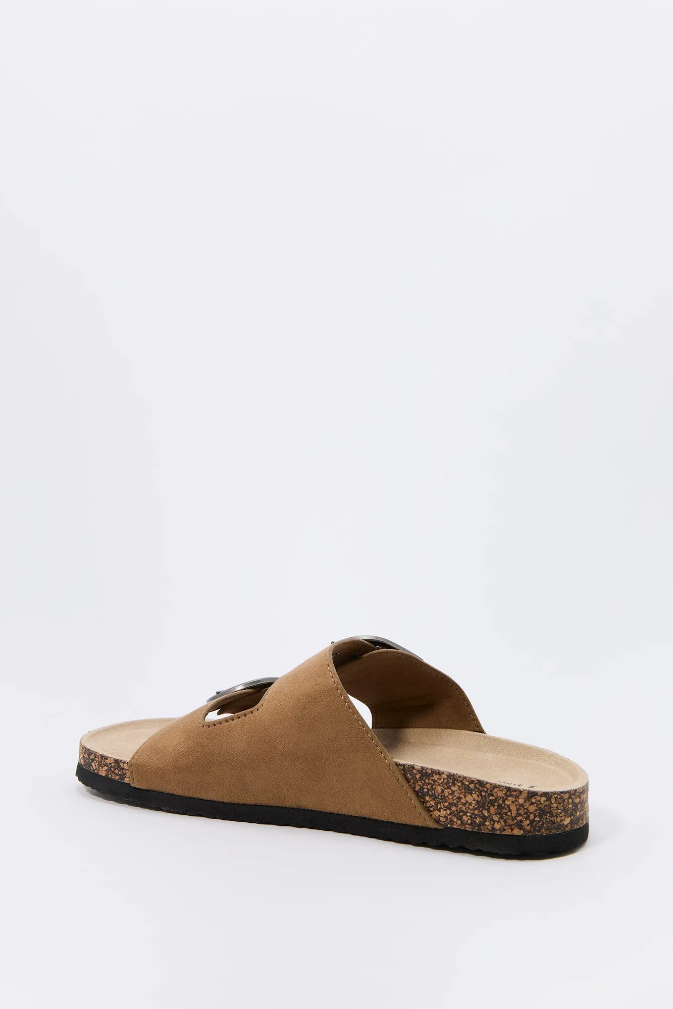 Faux Suede Buckle Cork Sandal