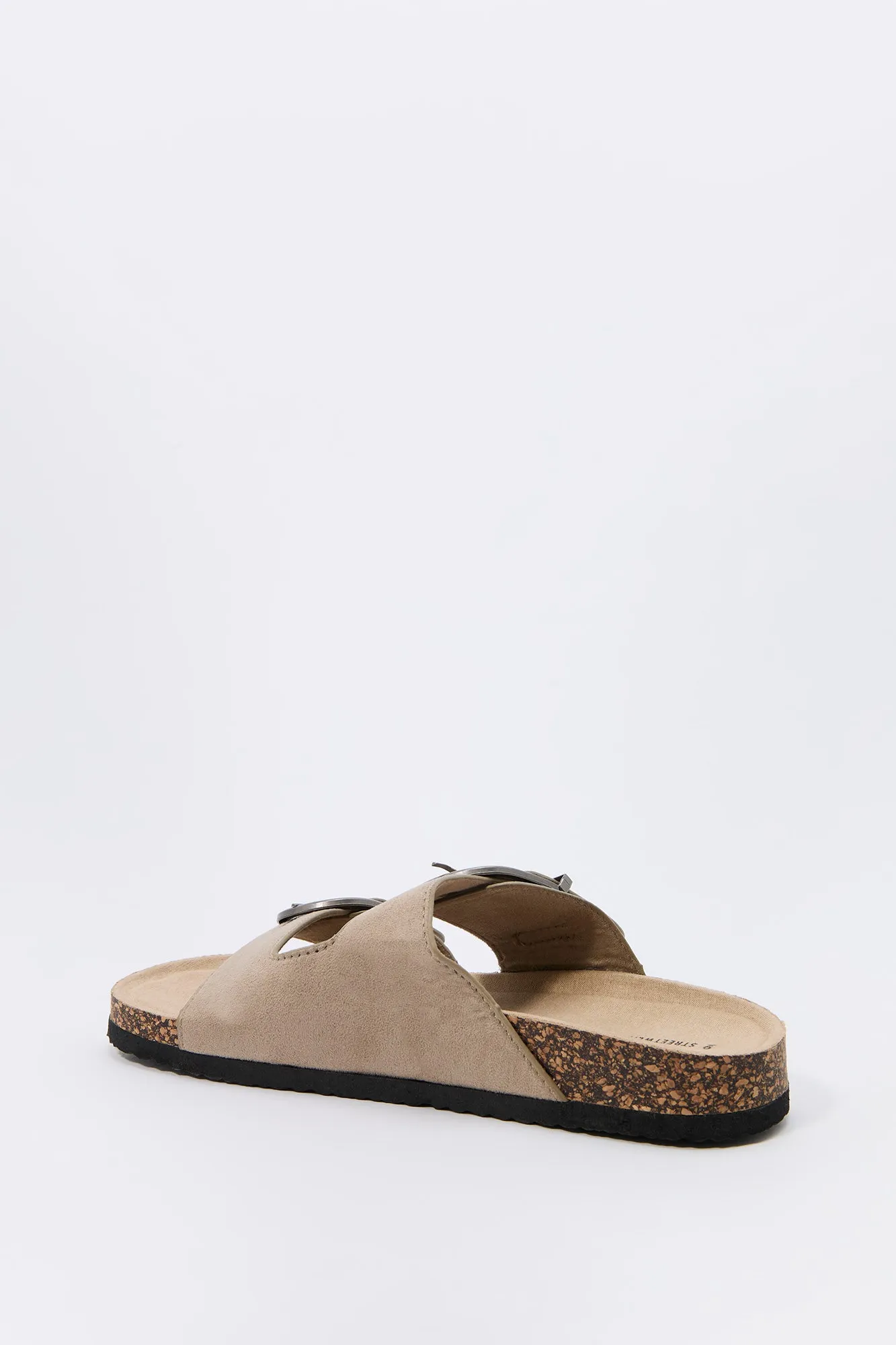 Faux Suede Buckle Cork Sandal