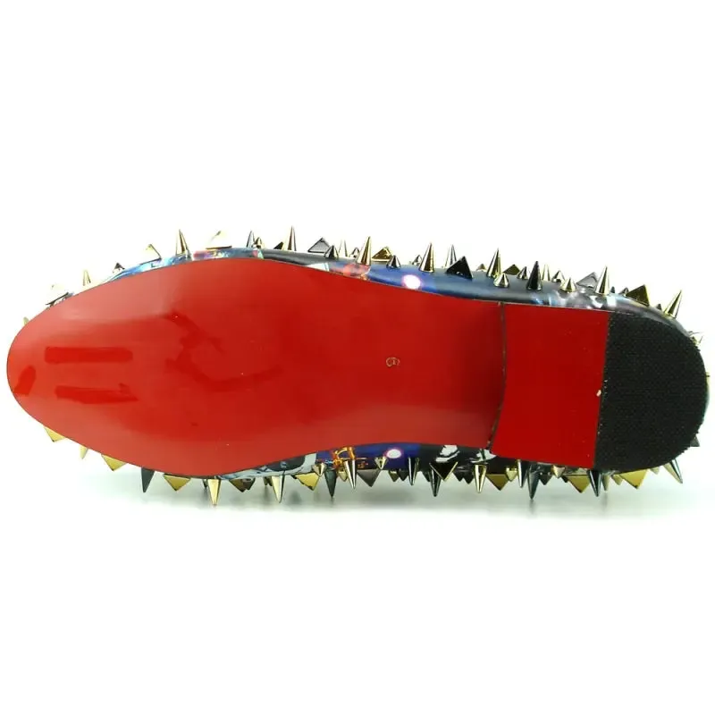 Fiesso FI-7239 Miles Davis Gold Spikes Loafers