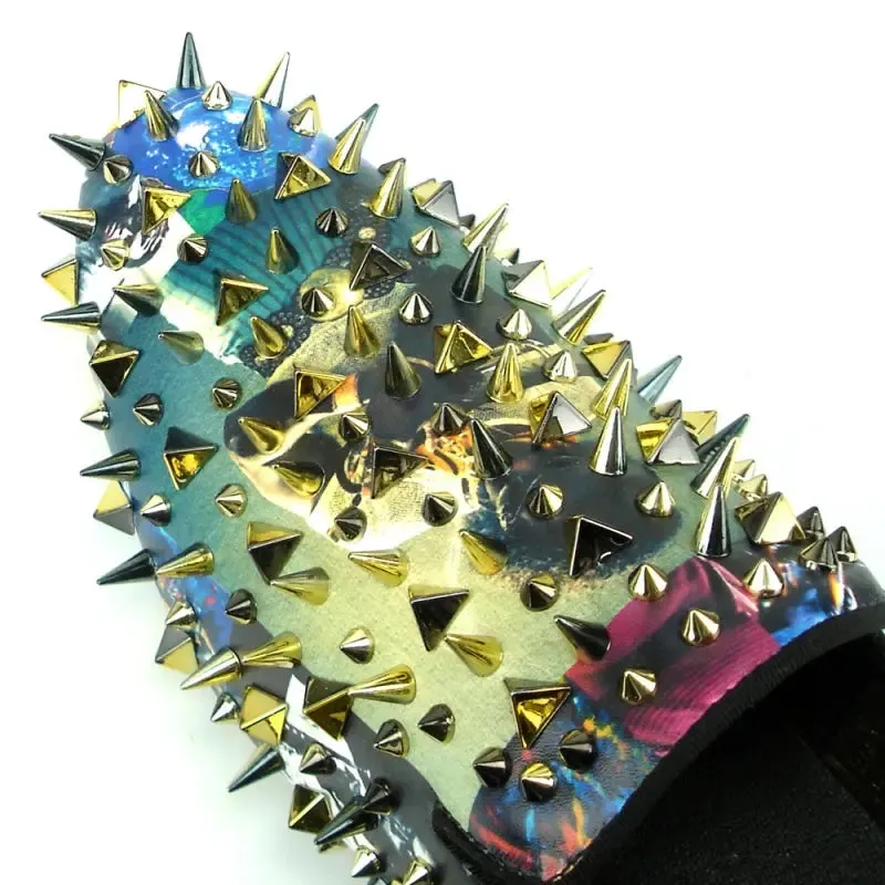 Fiesso FI-7239 Miles Davis Gold Spikes Loafers