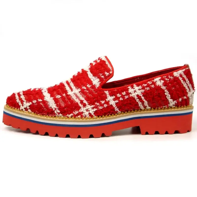 Fiesso FI-7452 Red Slip on Loafers