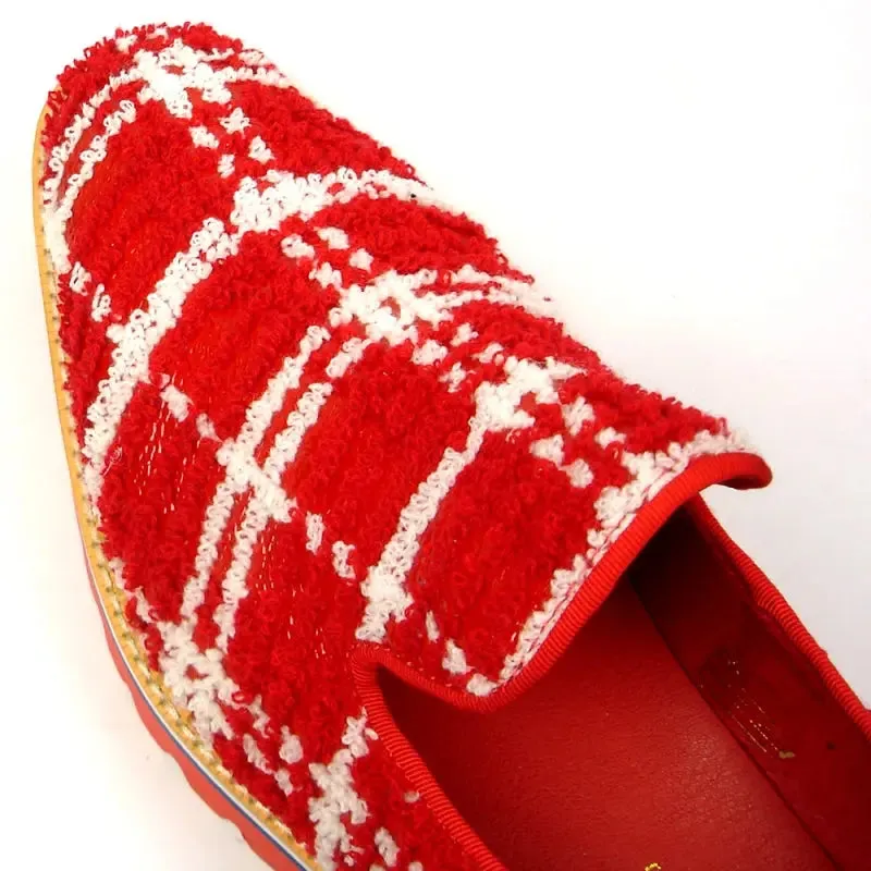 Fiesso FI-7452 Red Slip on Loafers