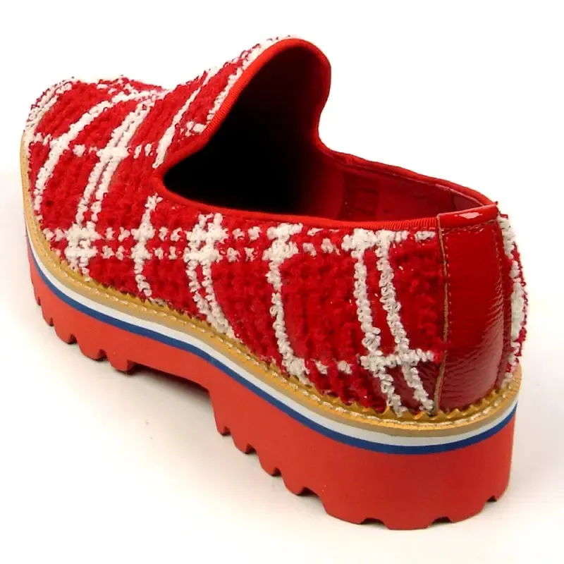 Fiesso FI-7452 Red Slip on Loafers