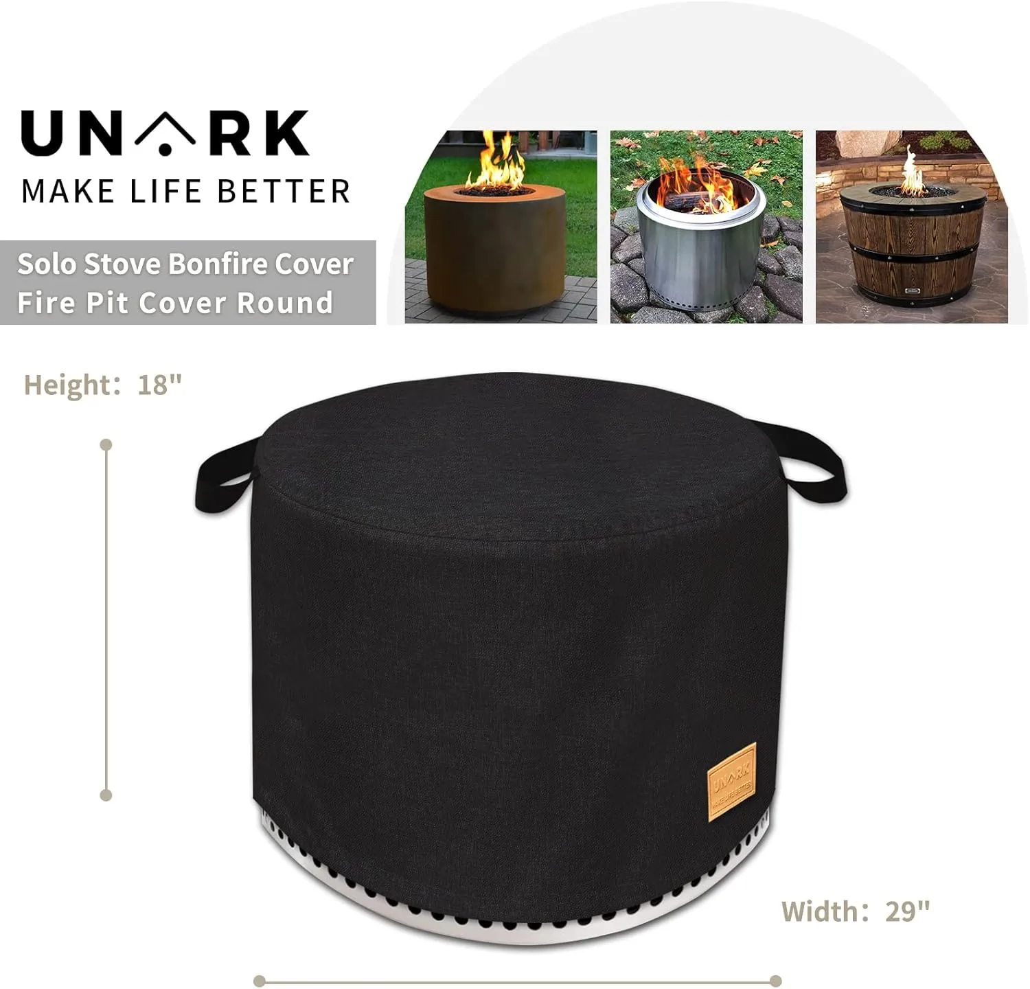 Fire Pit Cover For Solo Stove Cover Yukon 27 Inch ,Solo Stove Yukon Cover Yukon Solo Stove Cover,Solo Yukon Cover,Heavy Waterproof Protective Solo Stove Accessories,Solo Stove Yukon Cover (Black)