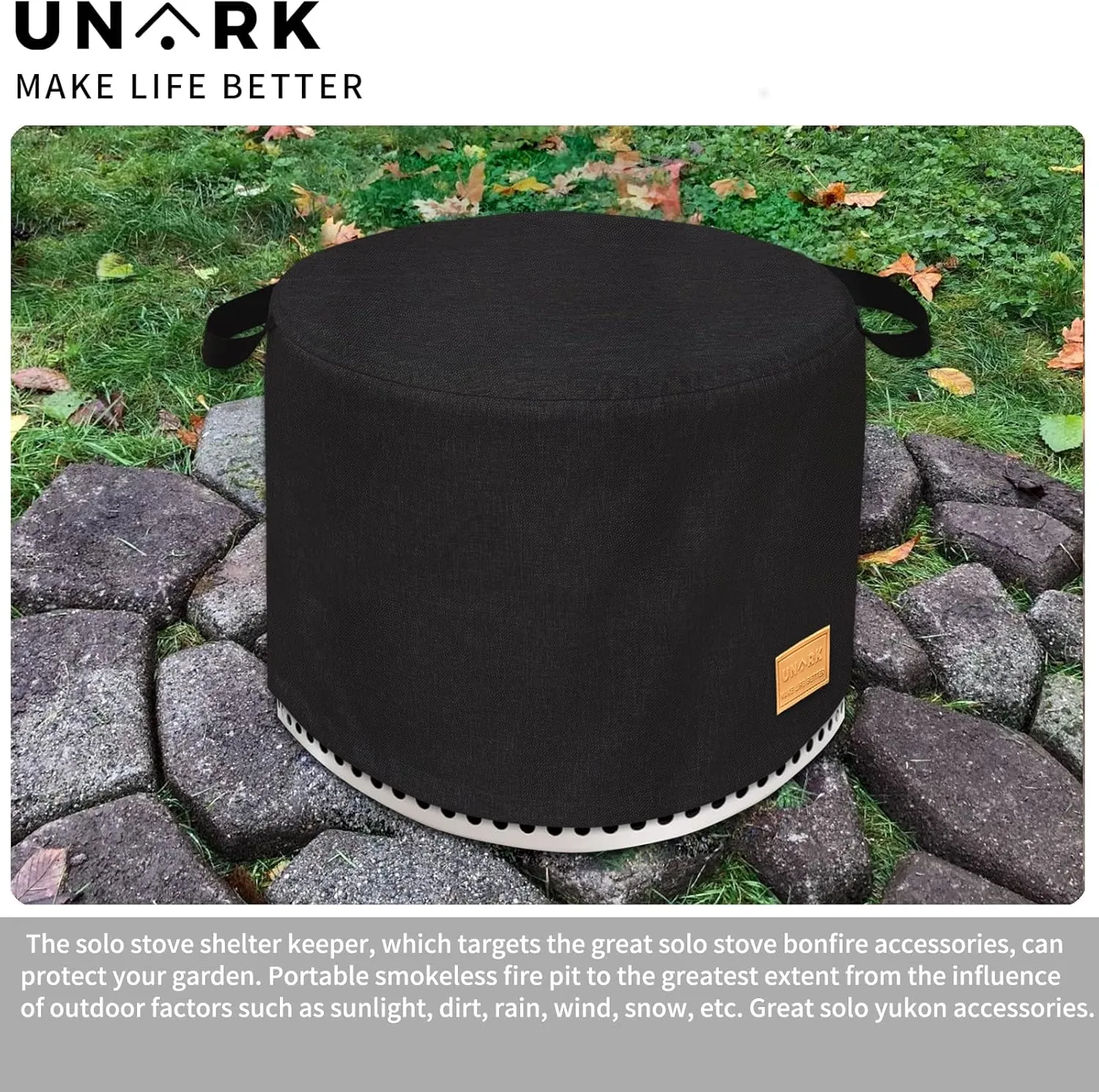 Fire Pit Cover For Solo Stove Cover Yukon 27 Inch ,Solo Stove Yukon Cover Yukon Solo Stove Cover,Solo Yukon Cover,Heavy Waterproof Protective Solo Stove Accessories,Solo Stove Yukon Cover (Black)